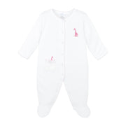 Safari Animals Embroidery Footie | Baby Girl