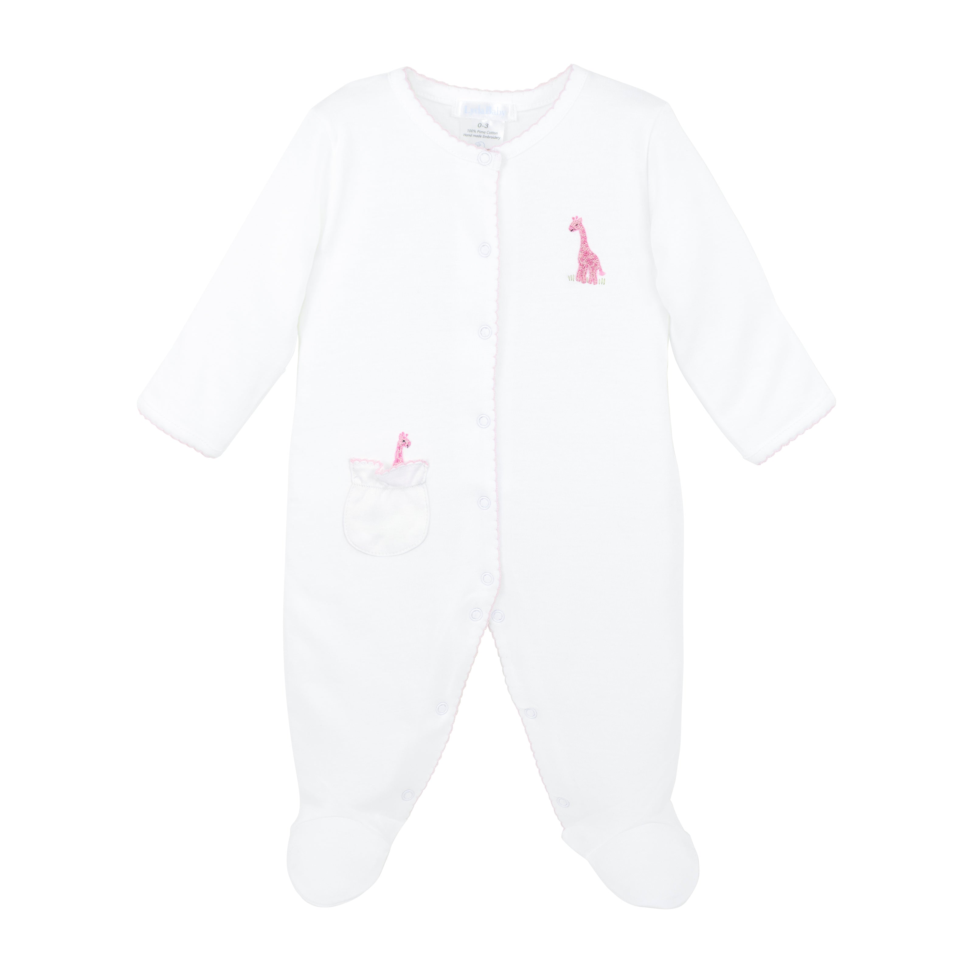Safari Animals Embroidery Footie | Baby Girl