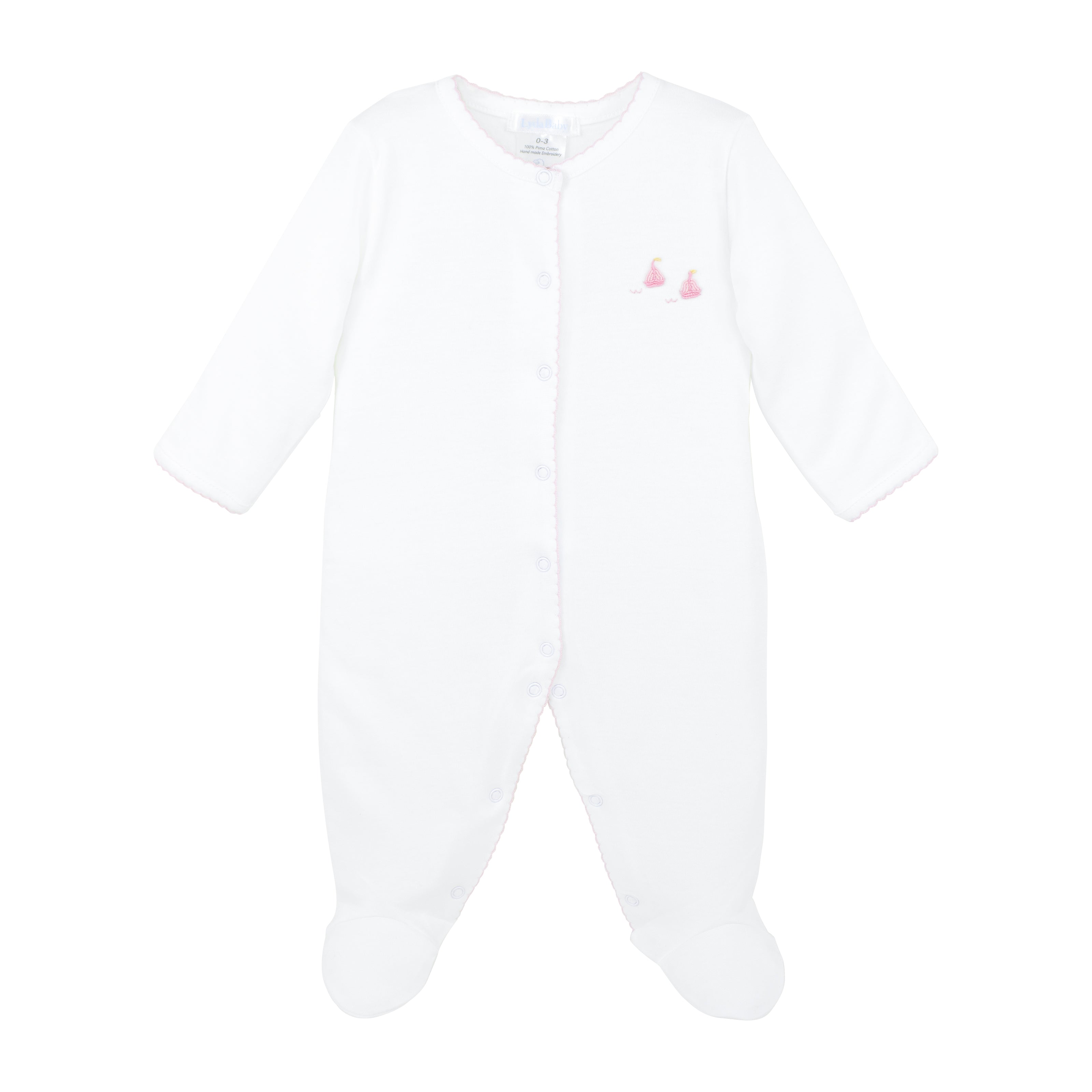Graceful Sailboats Embroidery Footie | Baby Girl