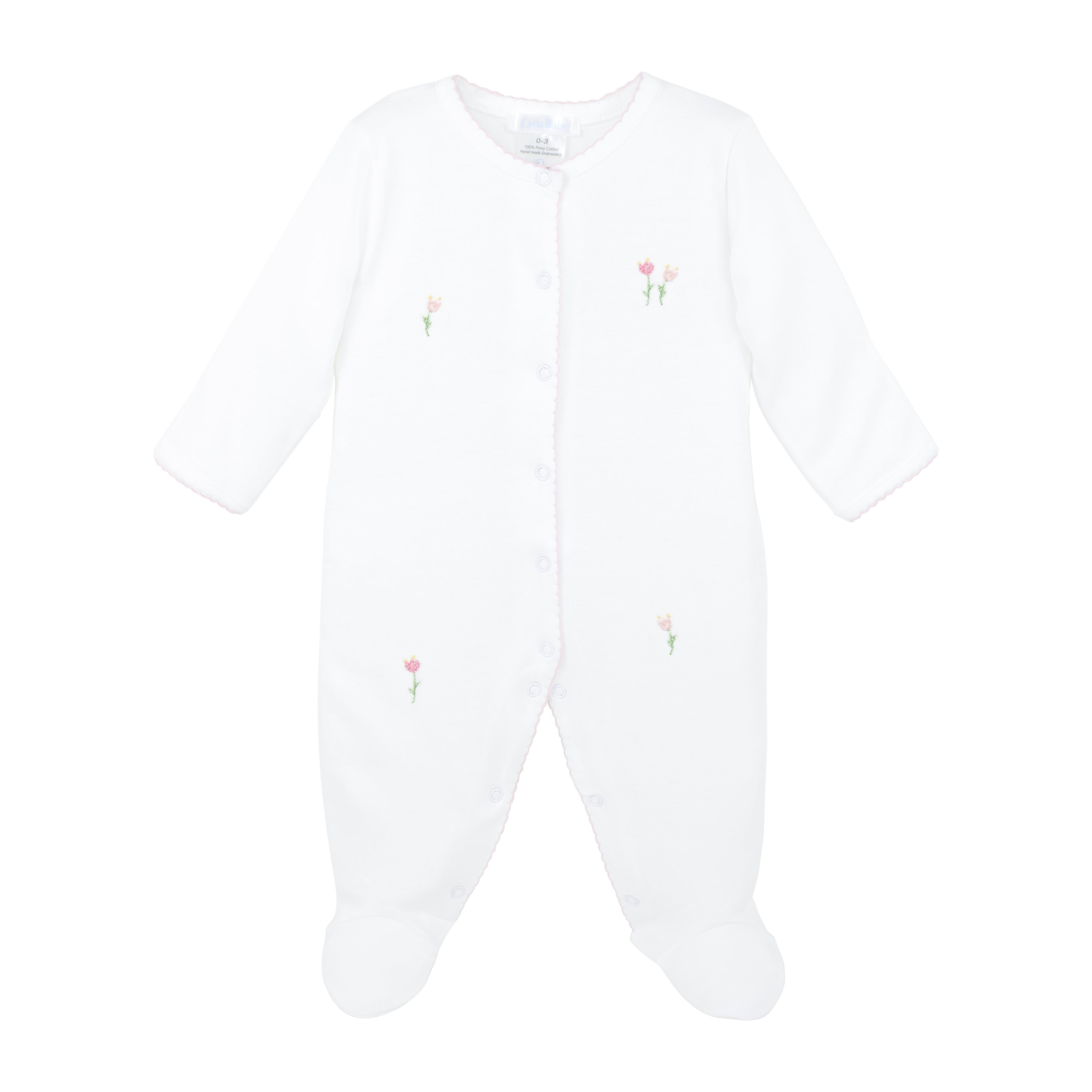 Tulip Flowers Embroidery Footie | Baby Girl