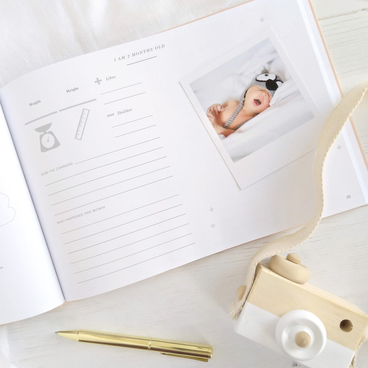 Baby Memory Book - Olive And Gold Foil With Gilded Edges