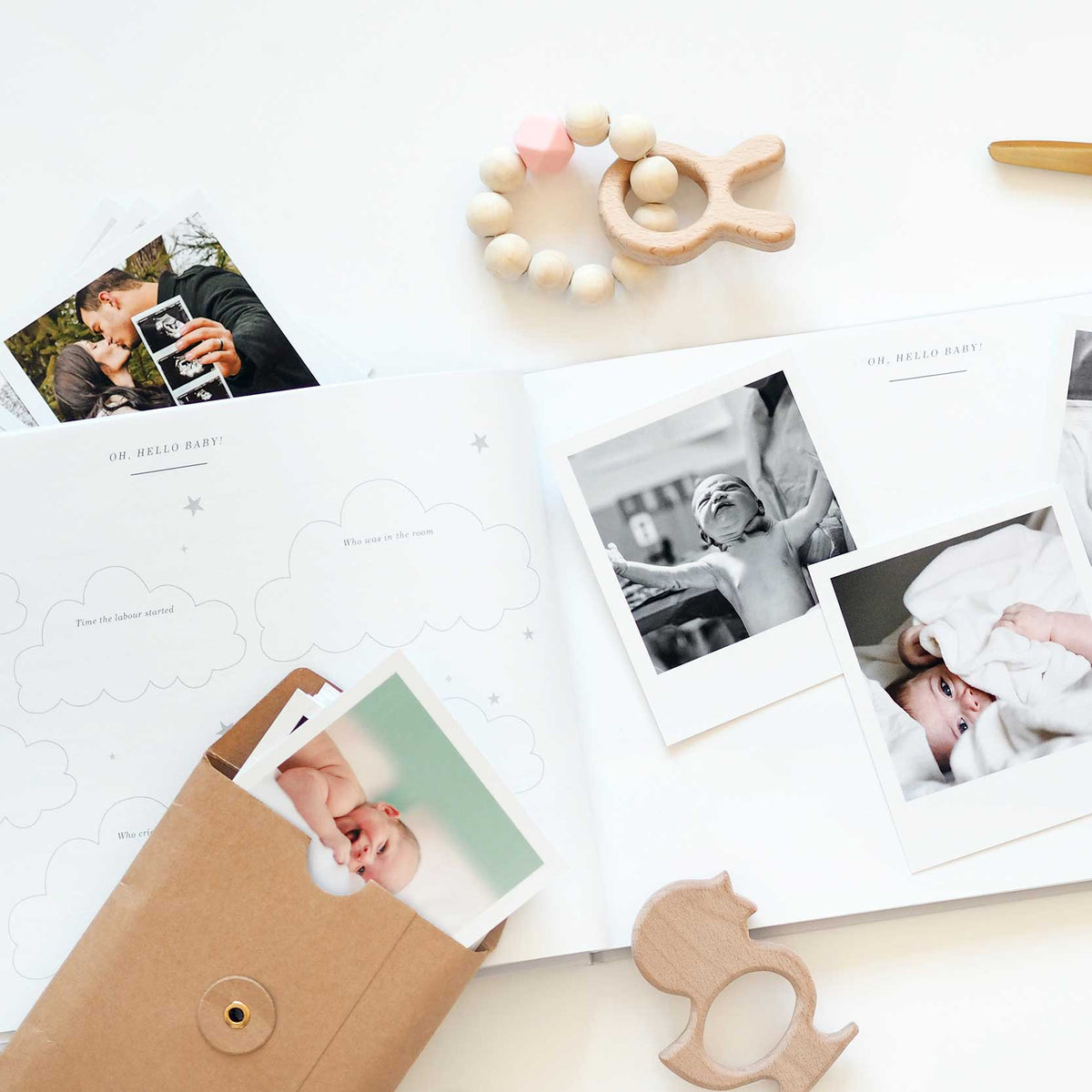Baby Memory Book - Ivory *cotton Cloth And Gold Foil With Gilded Edges