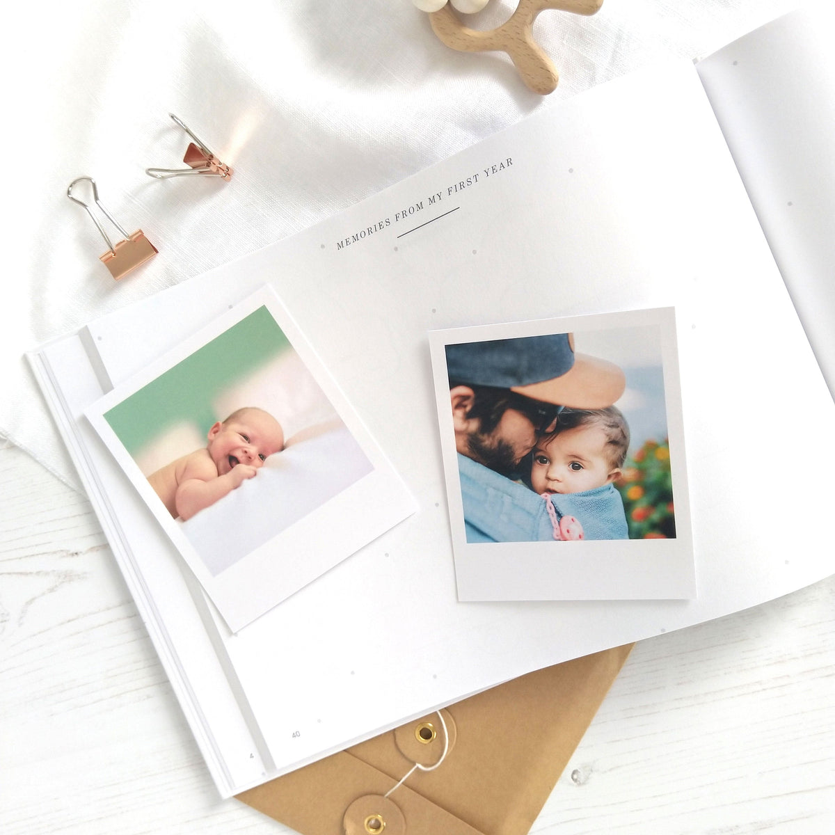 Baby Memory Book - Olive And Gold Foil With Gilded Edges