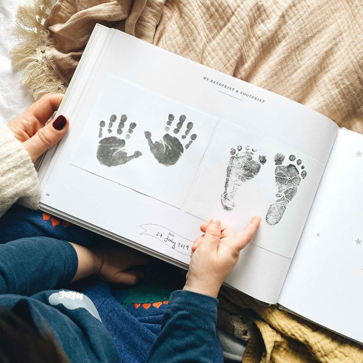 Baby Memory Book - Olive And Gold Foil With Gilded Edges