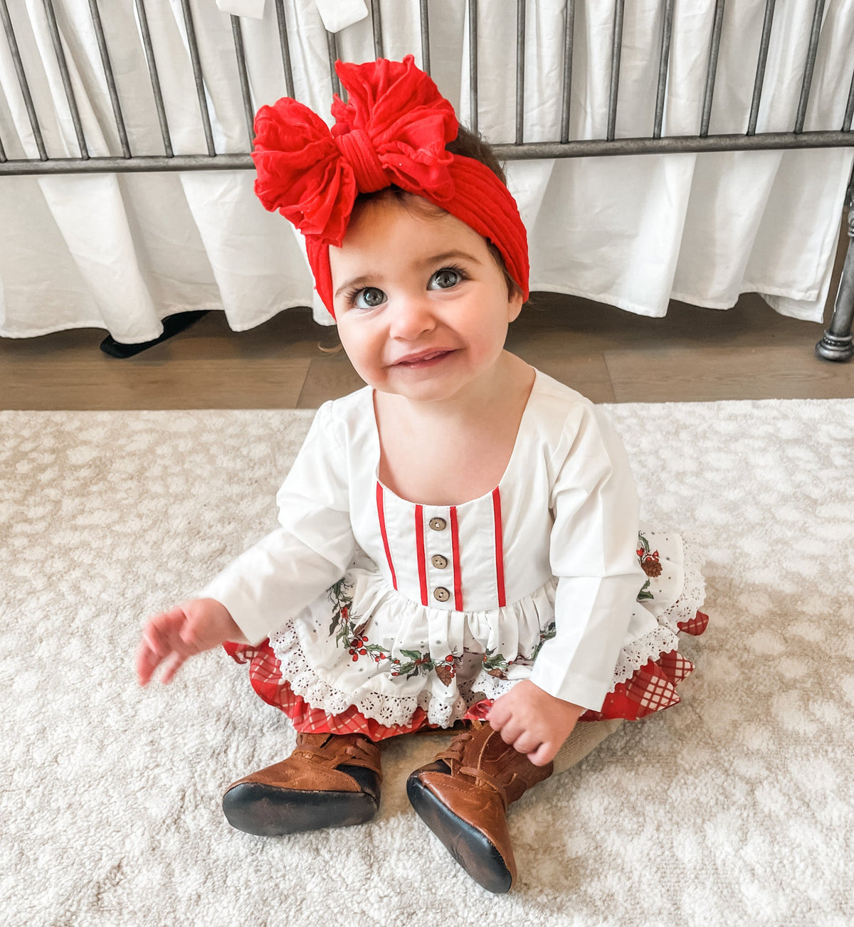 Bright Red | Signature Ruffled Baby Headband