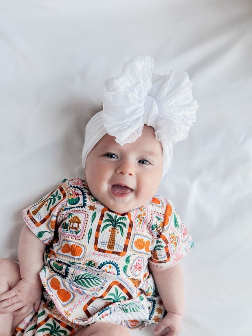 White | Signature Ruffled Baby Headband
