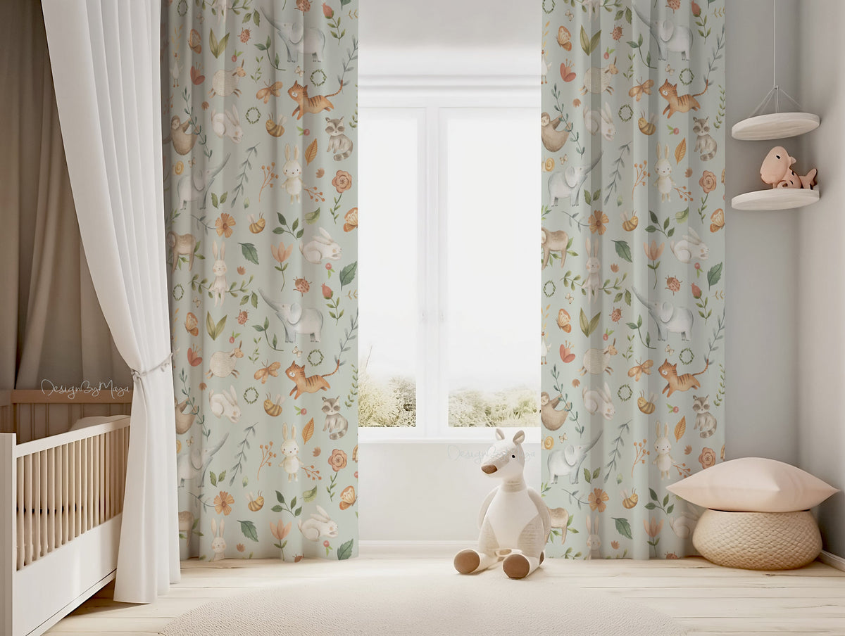 Little Jungle Baby Curtain - Kids Room Curtain