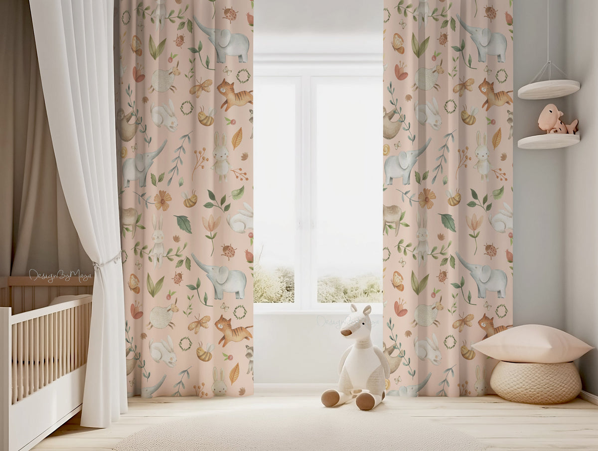 Alphabet Baby Animals Curtain - Kids Room Curtain