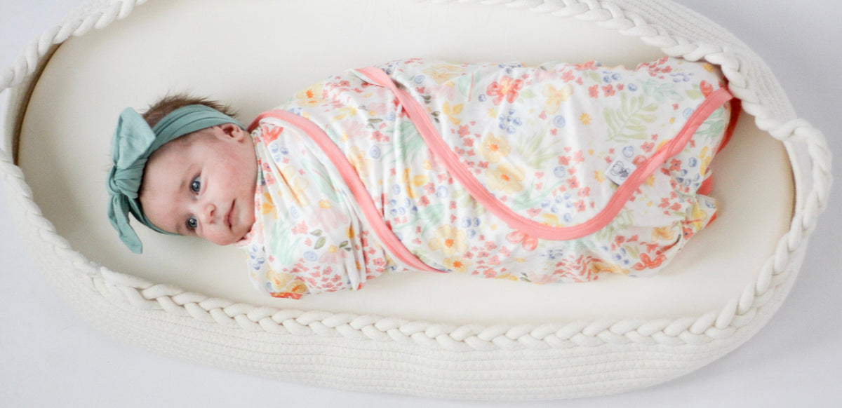 My First Flower Bamboo Swaddle | Floral Baby Blanket
