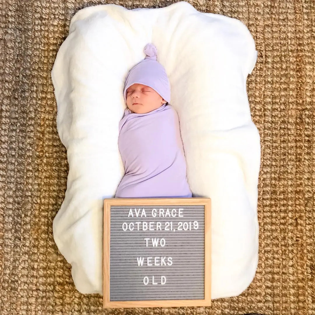Swaddle Blanket, Hat And Headband Set - Purple