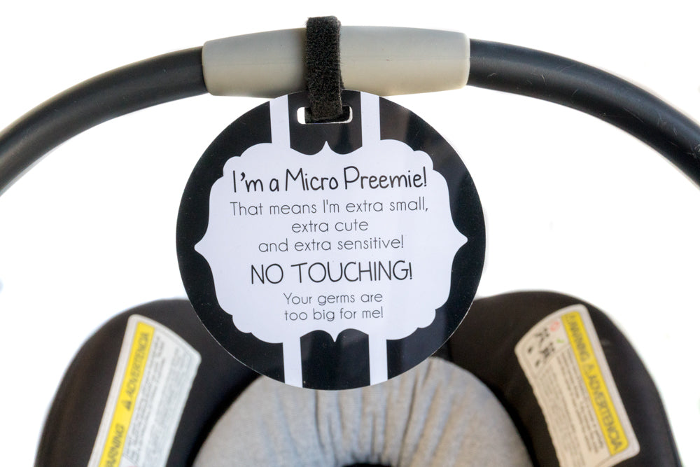 Micro Preemie No Touching Car Seat Sign Tag