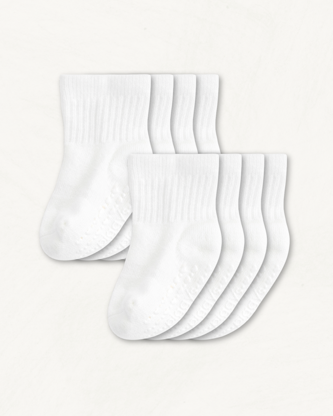 Baby Gripper Crew Socks 4-pack (3-6 Months) - Bone