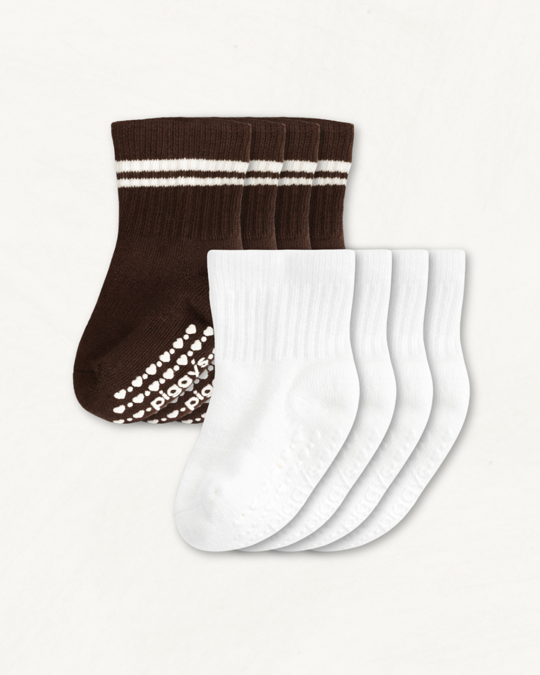 Newborn Gripper Crew Socks 4-pack (0-3 Months) - Espresso