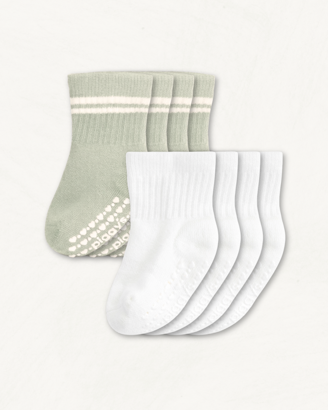 Baby Gripper Crew Socks 4-pack (3-6 Months) - Vetiver