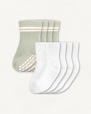 Newborn Gripper Crew Socks 4-pack (0-3 Months) - Vetiver