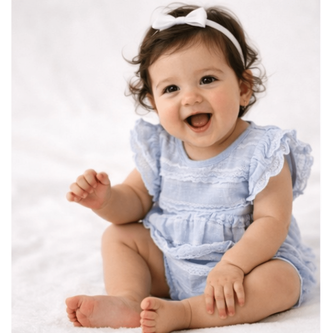 Ruffle Blue Pearl Onesie- Infant