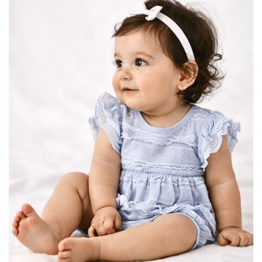 Ruffle Blue Pearl Onesie- Infant