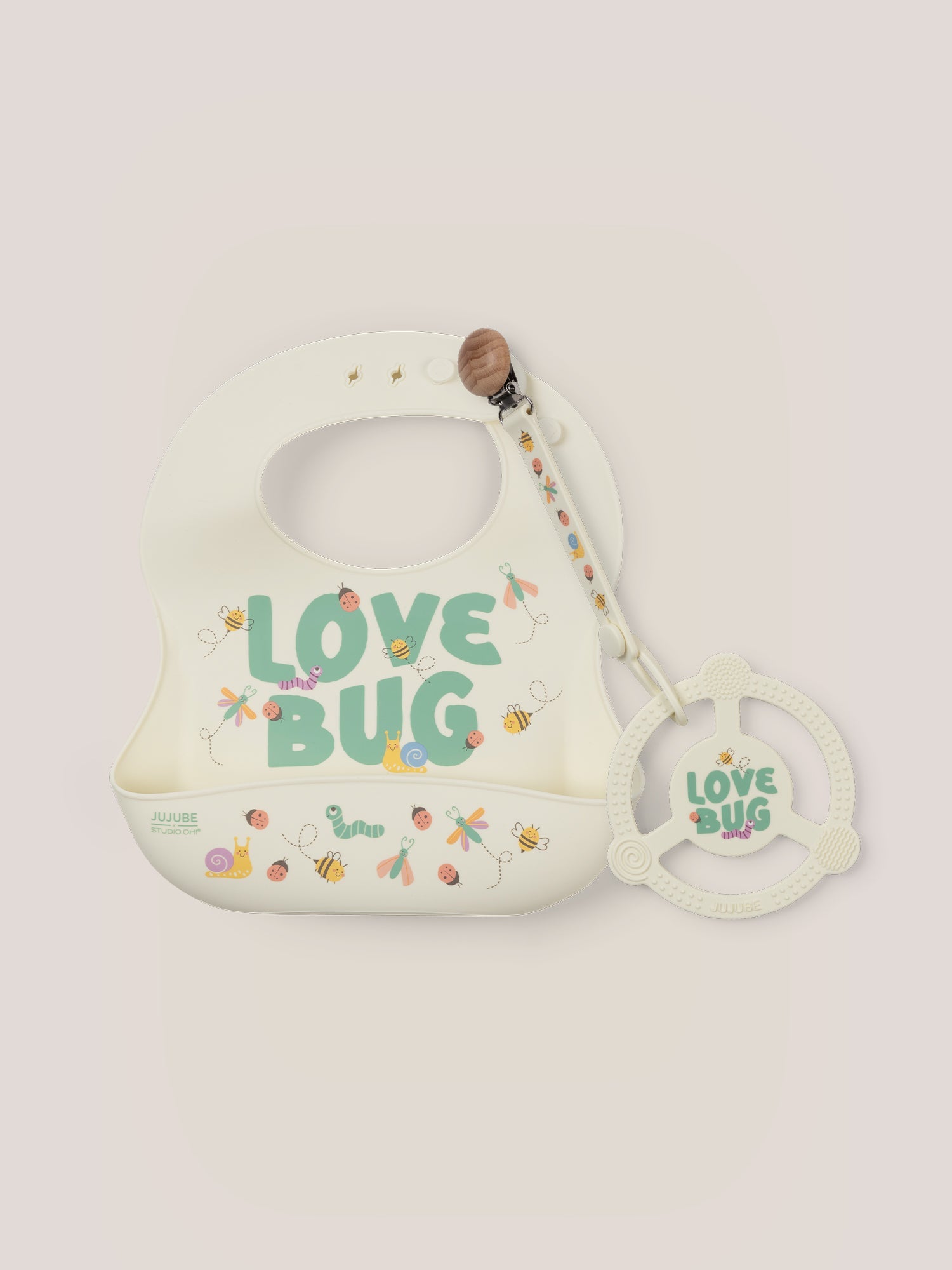 Bib And Teether Baby Bundle - Love Bug
