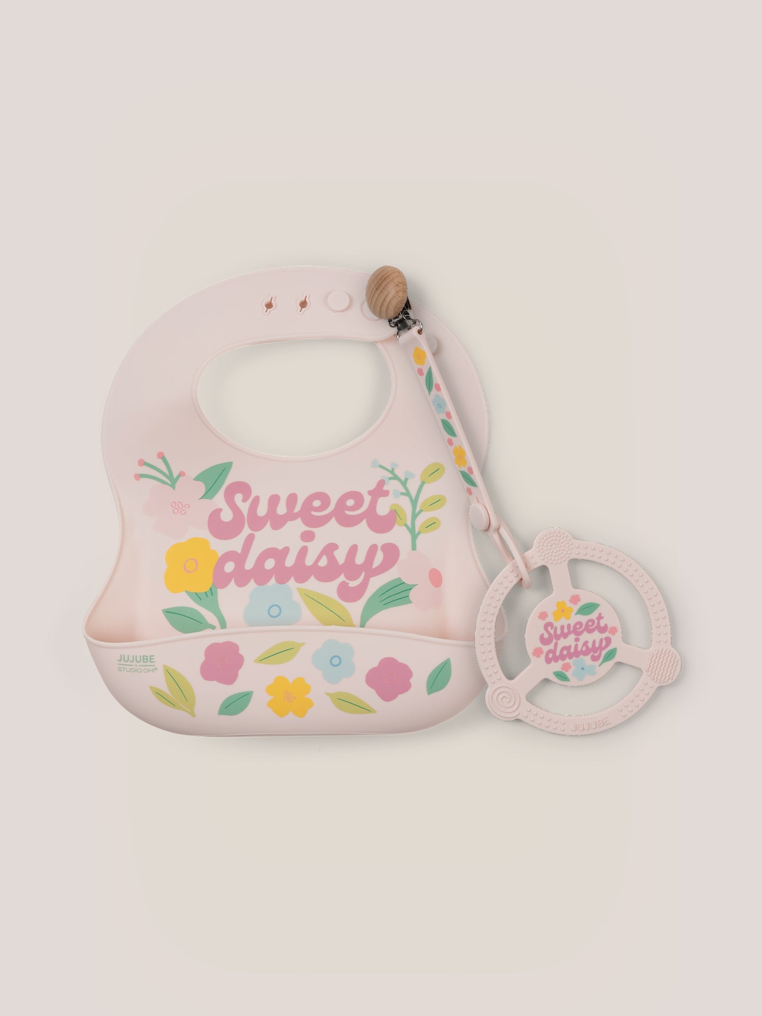Bib And Teether Baby Bundle - Sweet Daisy