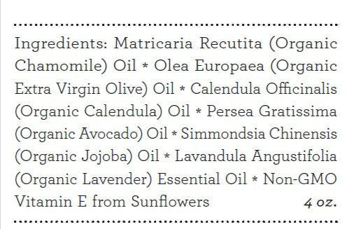 Organic Calming Baby Oil Nourishing, Soothing, Calming