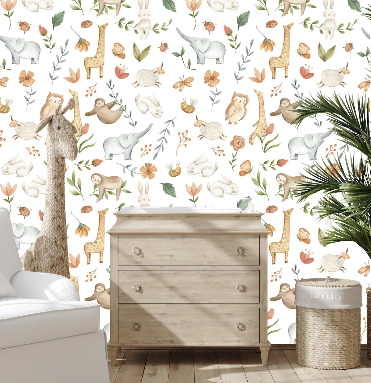 Cute Safari Animals Wallpaper - Nursery Wall Decor Wallpapers