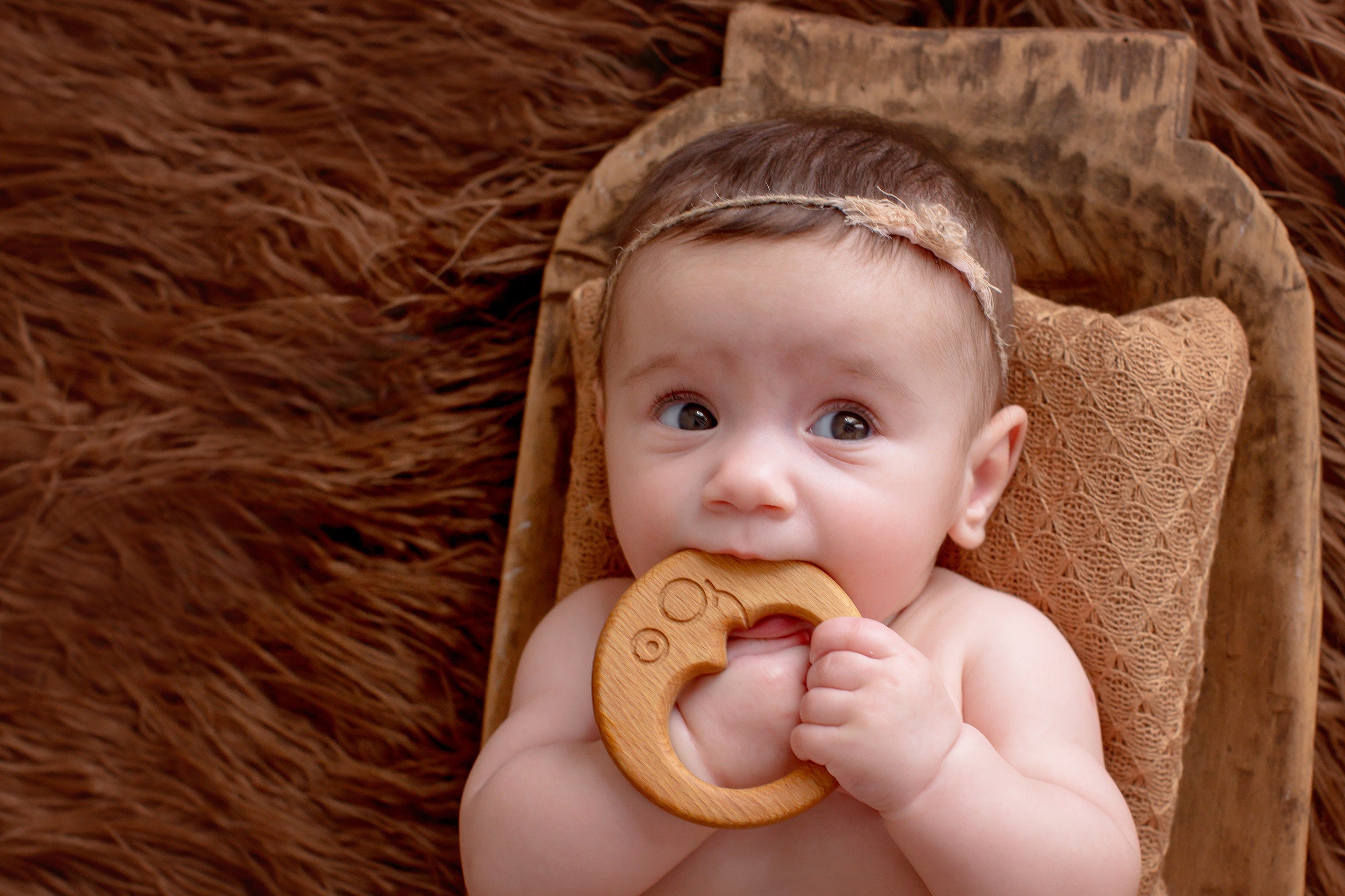 Organic Wooden Teether Toy Moon