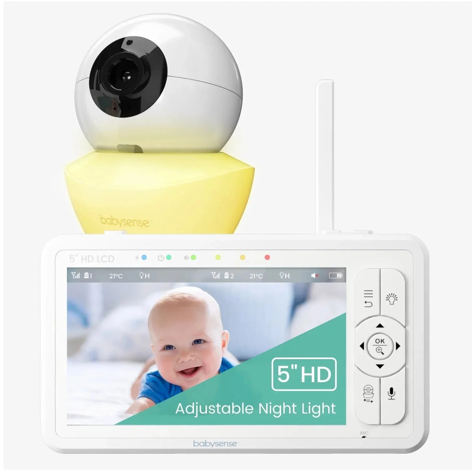 Babysense Hd S2: Video Baby Monitor With 2 Cameras, Non Wifi, Split Screen & Night Light Machine