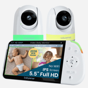 Babysense Max View: Video Baby Monitor With 1 Or 2 Cameras, Non Wifi, Split Screen, Night Light & Sound Machine