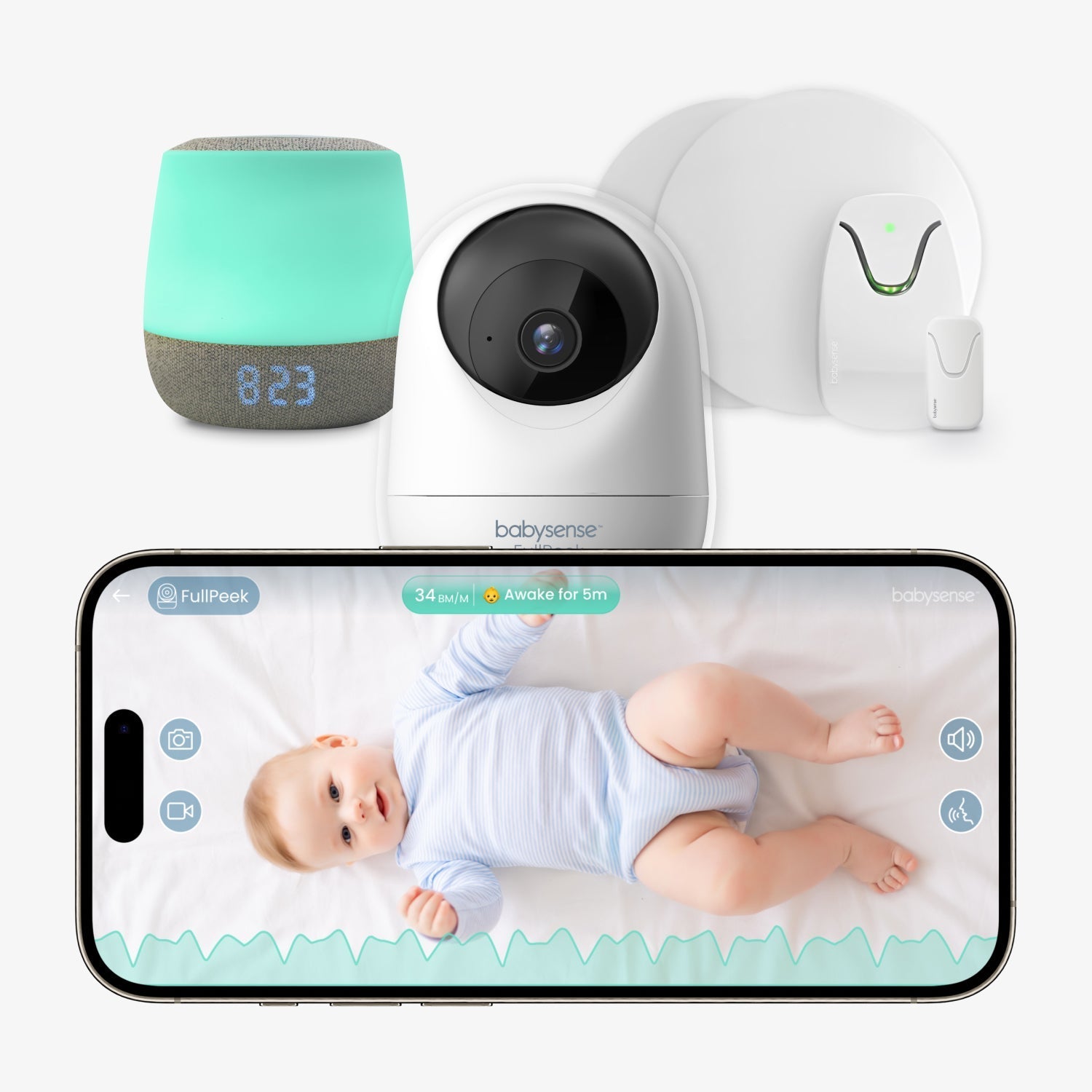 Babysense Smart Nursery: Video Baby Monitor, Breathing Motion Sleep Monitor, Night Light & Sound Machine