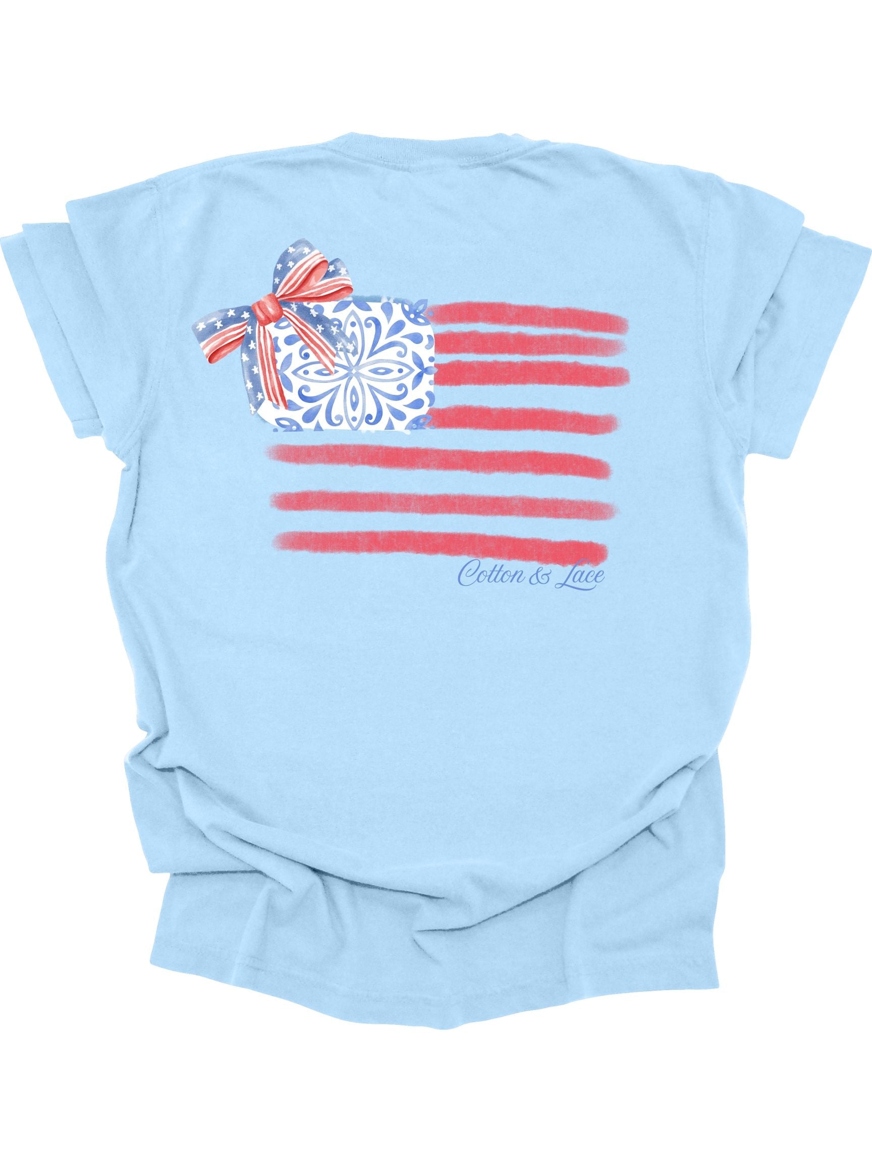 Comfort Colors Chinoiserie American Flag (front And Back Design)