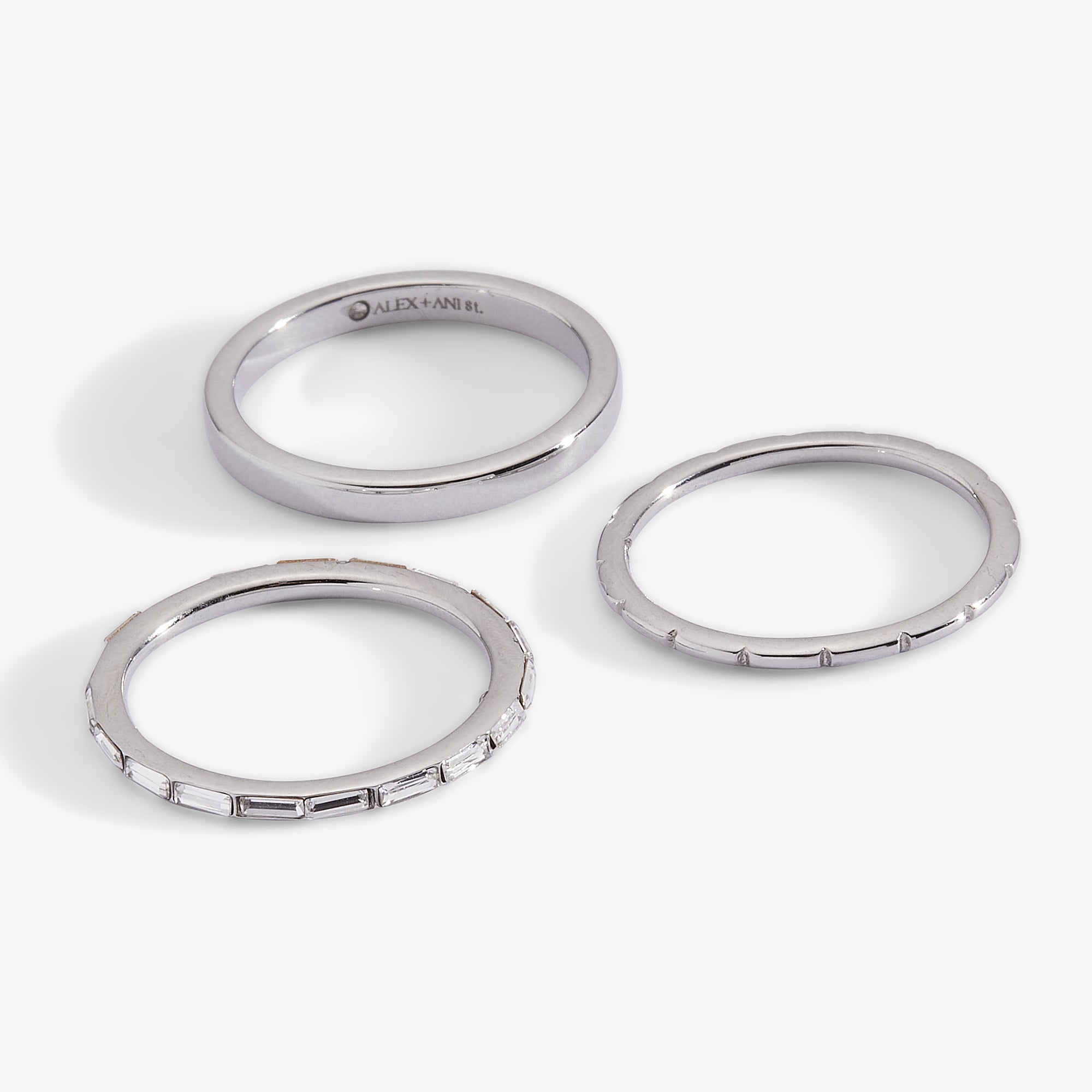 Baguette Stacking Ring Set Of 3