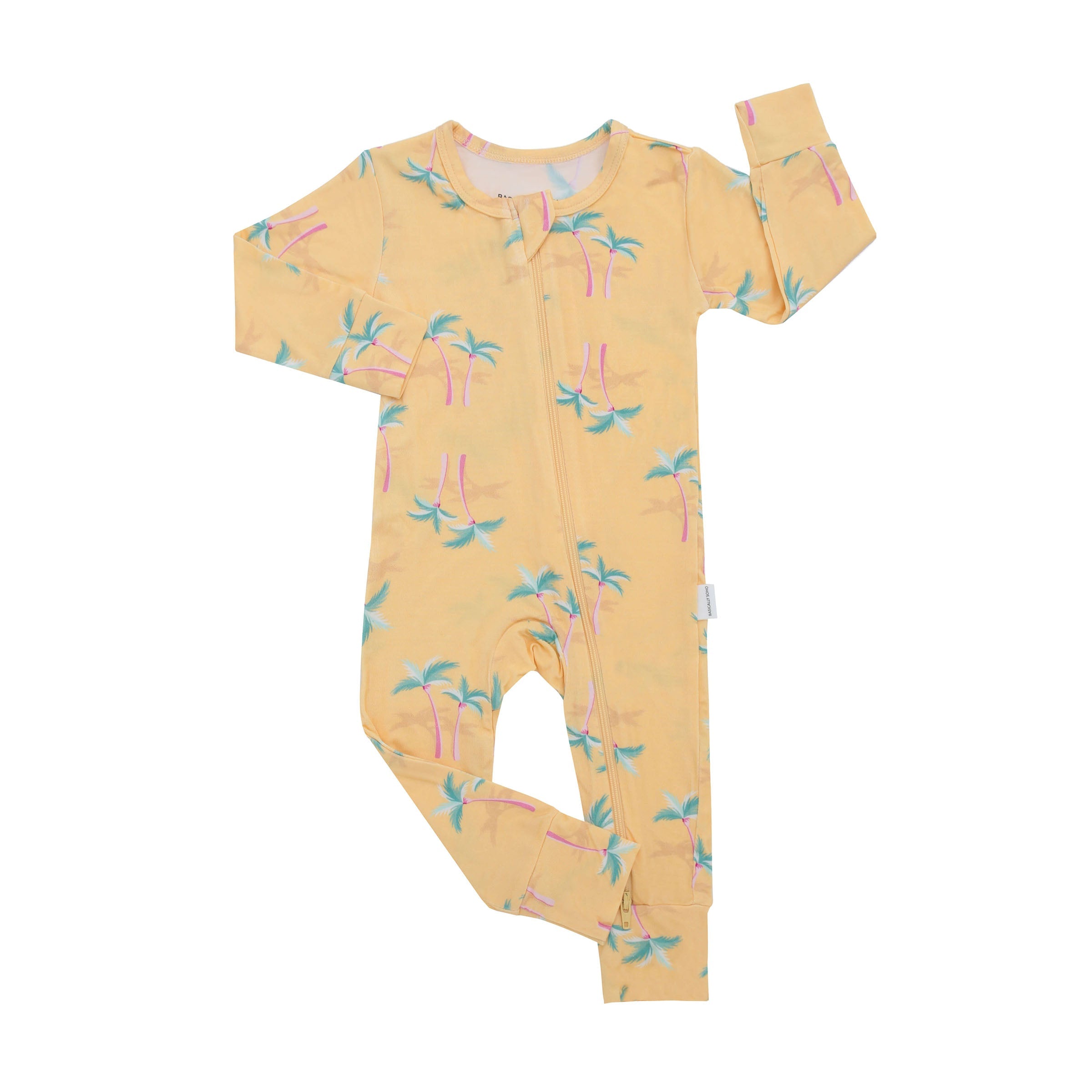 Miami Palm Tree Yellow Zippered Romper