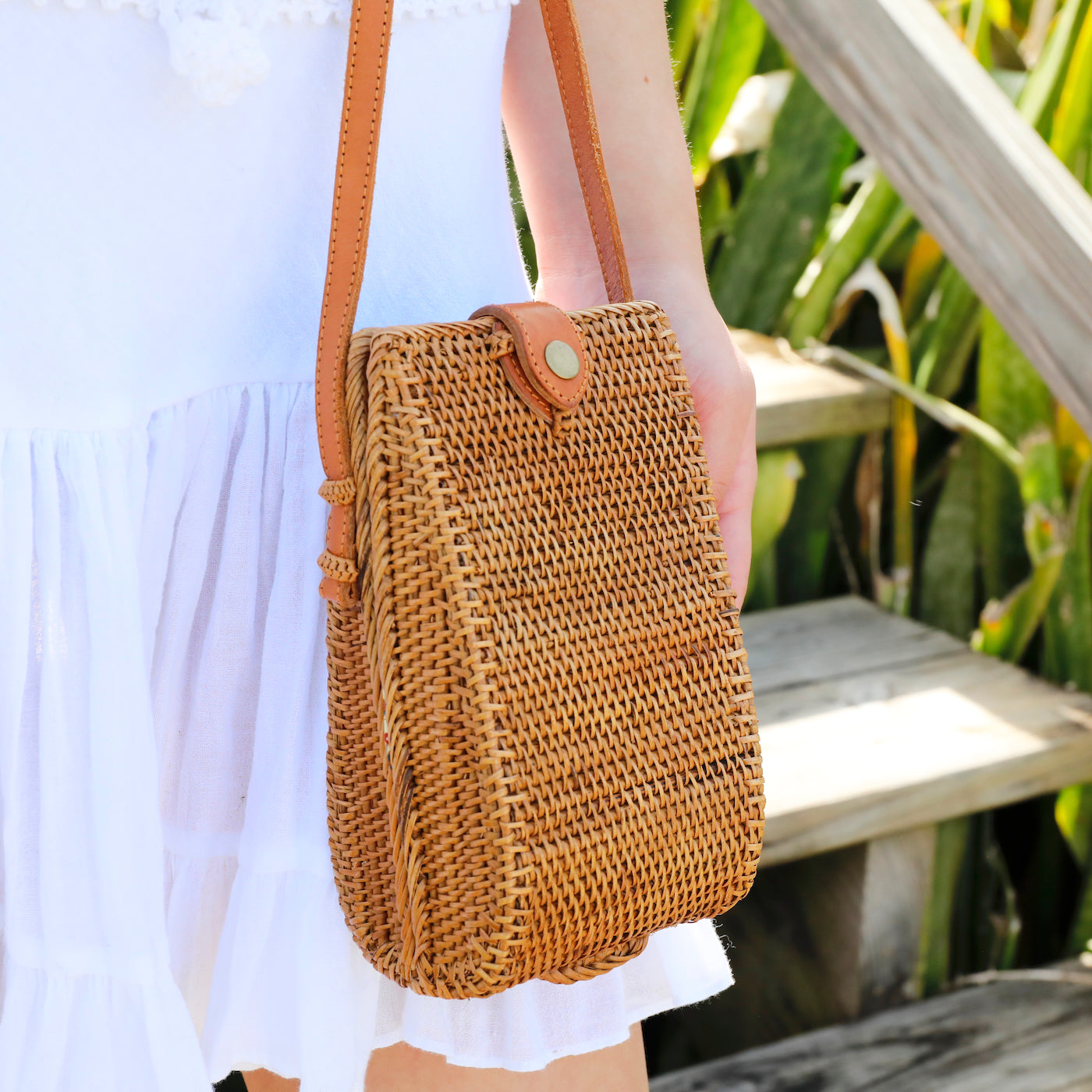 Bali Rattan Crossbody Cellphone Bag - Alyssa