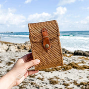 Bali Rattan Crossbody Cellphone Bag - Ella
