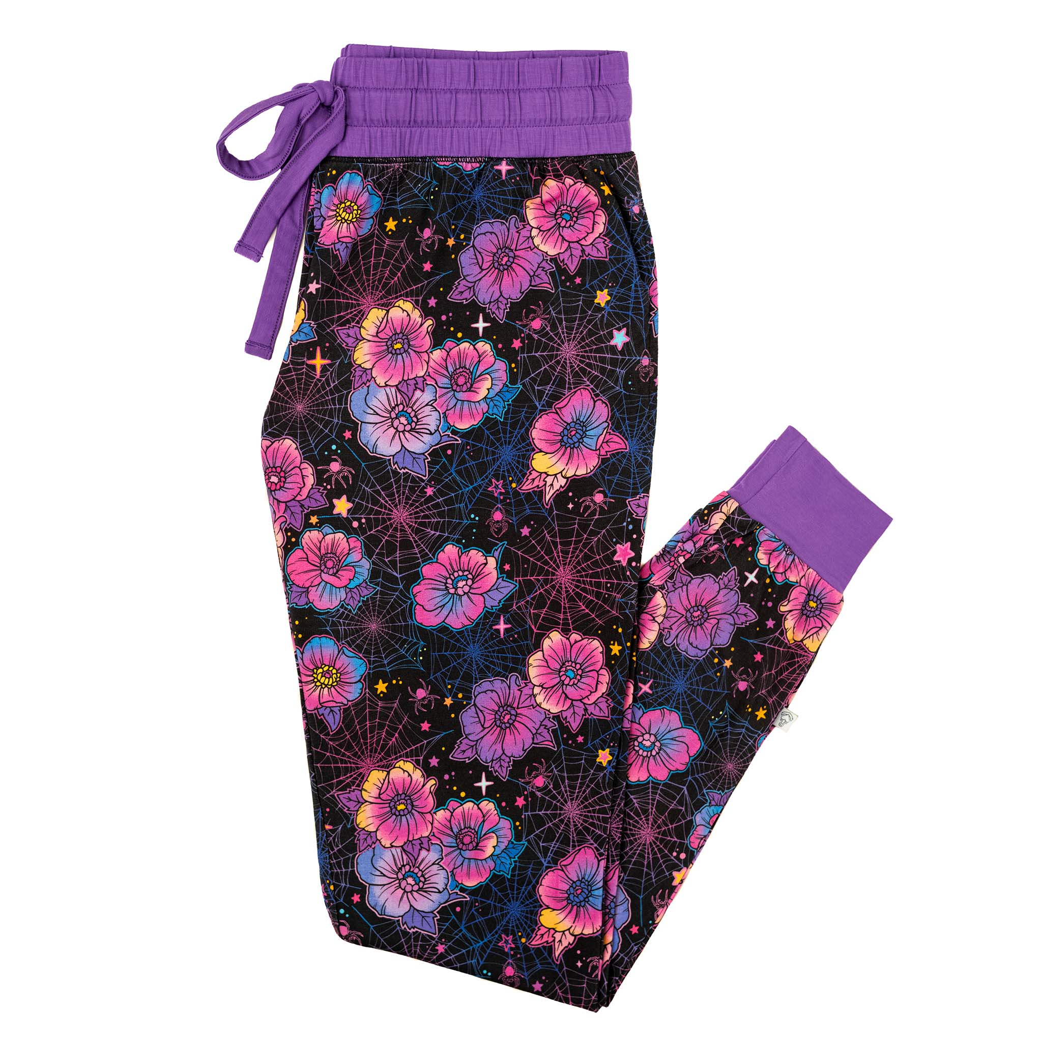 Halloween | Violet Webs | Women's Bamboo Jogger Pajama Pants