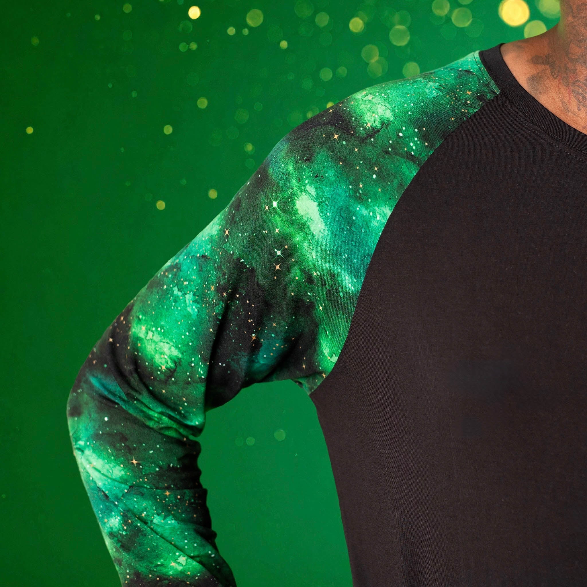 Wicked Cute | Green Galaxy Elixir | Adult Bamboo Raglan Top