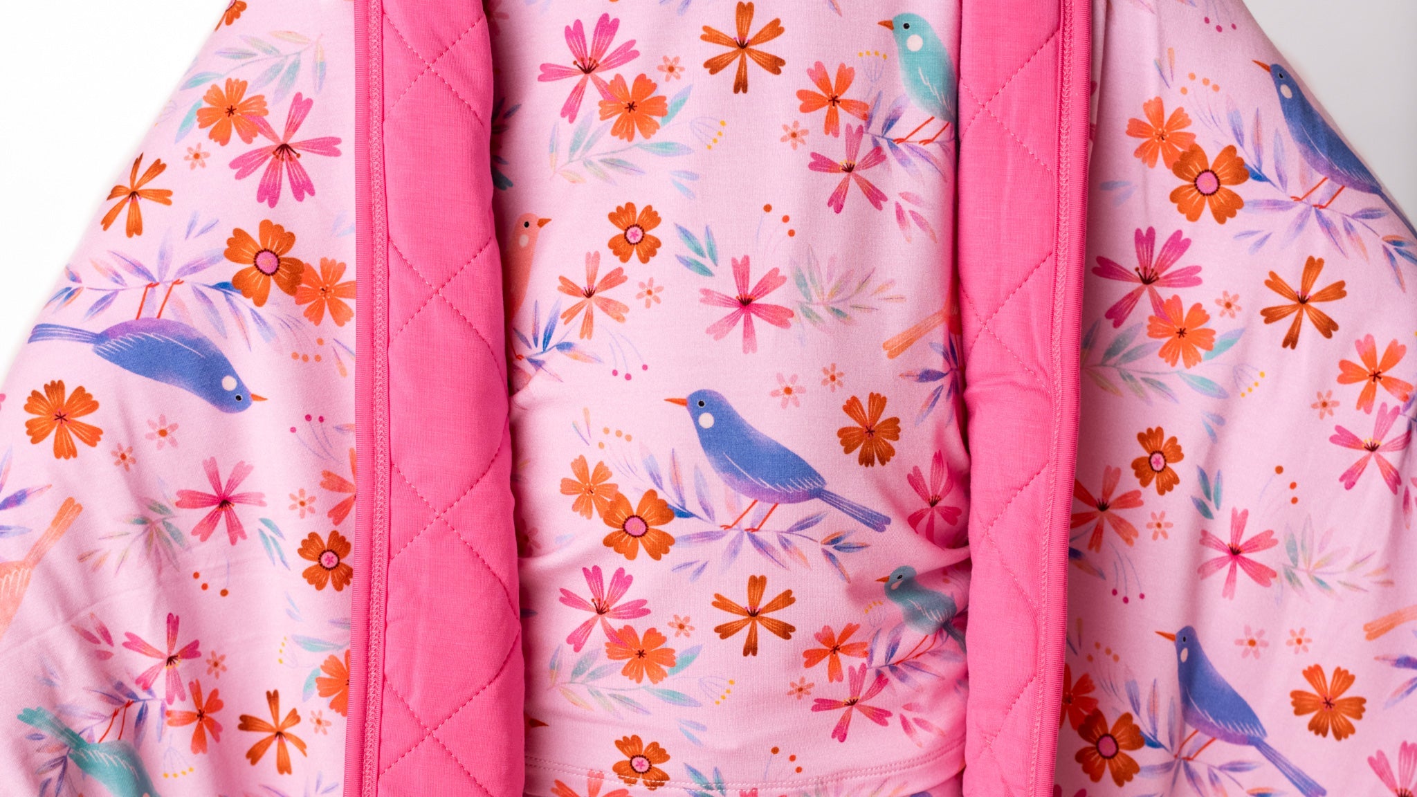 Blooming Birds | Quilted Bamboo Toddler Blanket