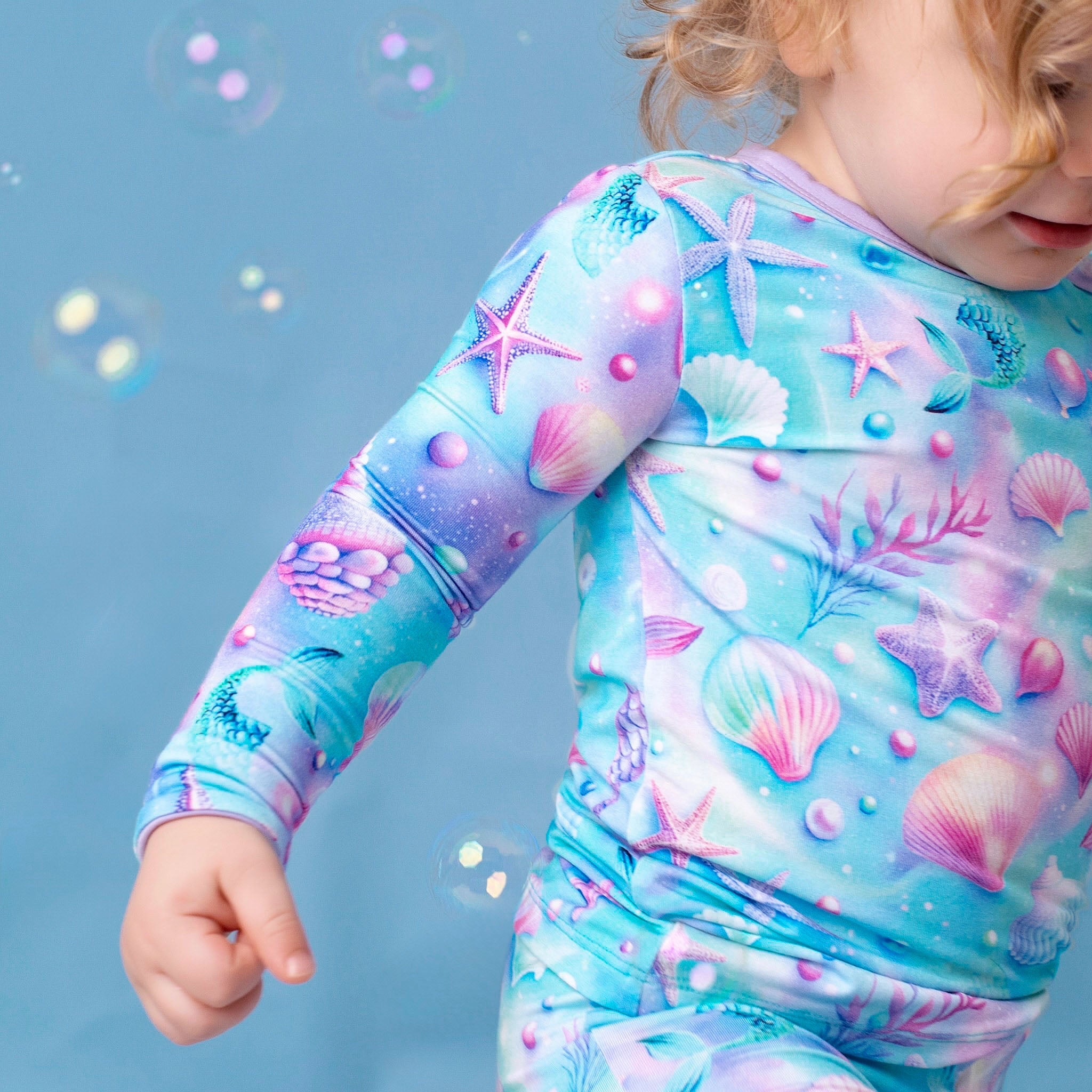 Magical Mermaid Shells | Two-piece Bamboo Long Sleeve Toddler & Kids Pajamas