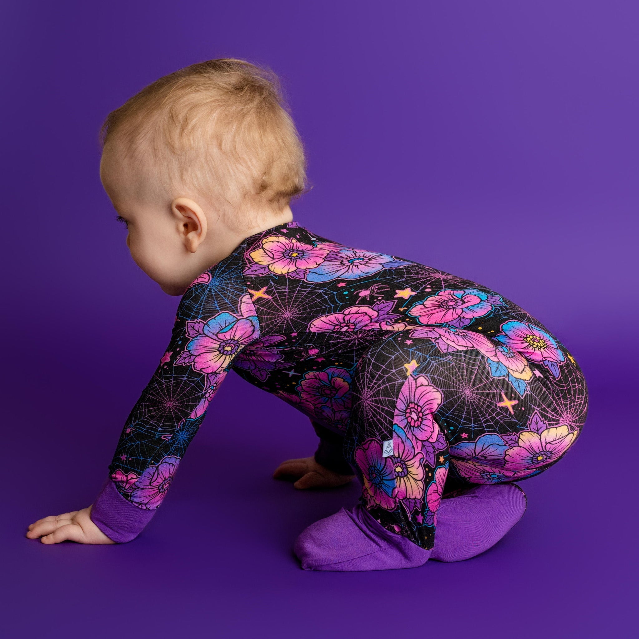 Halloween | Violet Webs | Convertible Bamboo Zipper Baby Pajamas