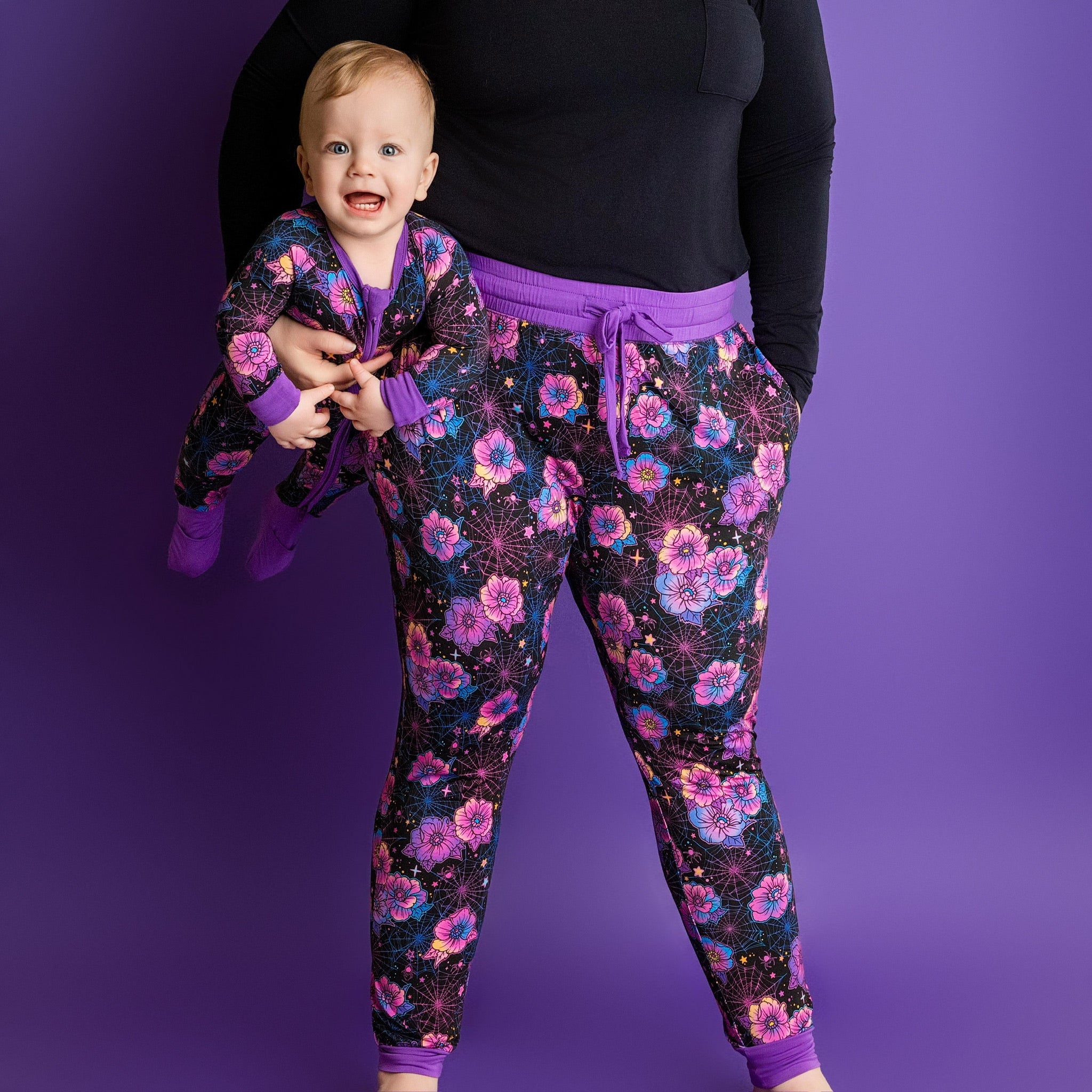 Halloween | Violet Webs | Women's Bamboo Jogger Pajama Pants