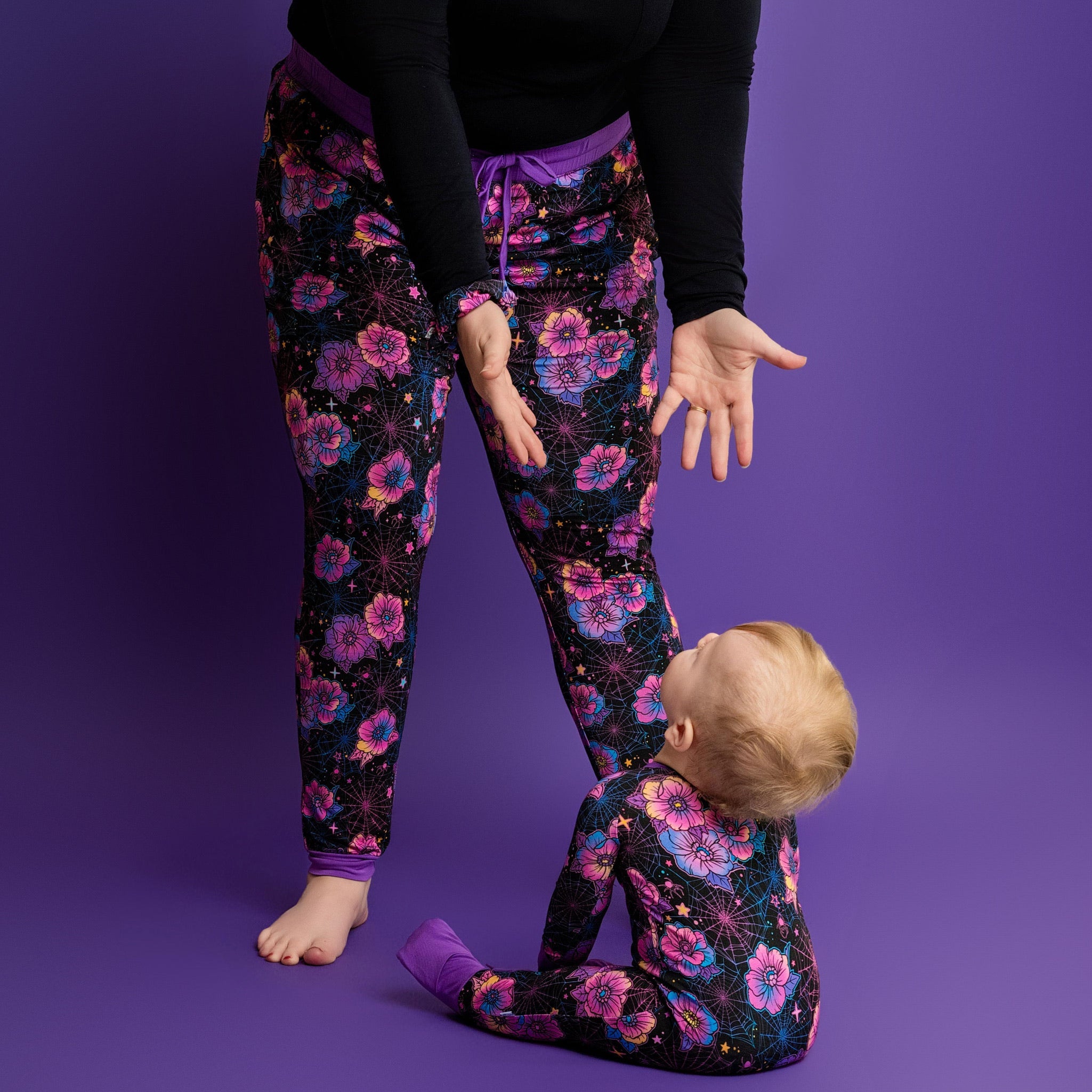 Halloween | Violet Webs | Women's Bamboo Jogger Pajama Pants