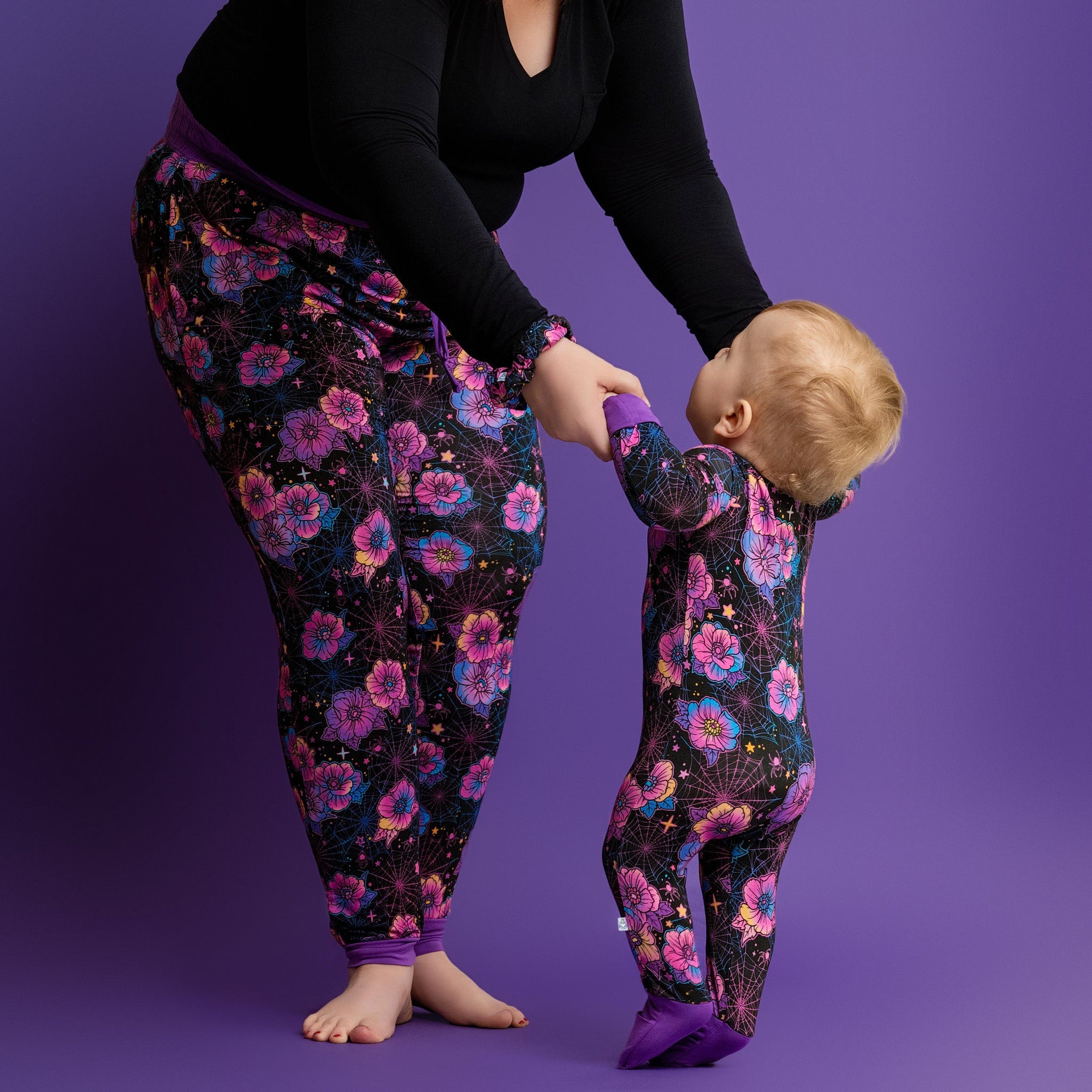 Halloween | Violet Webs | Convertible Bamboo Zipper Baby Pajamas