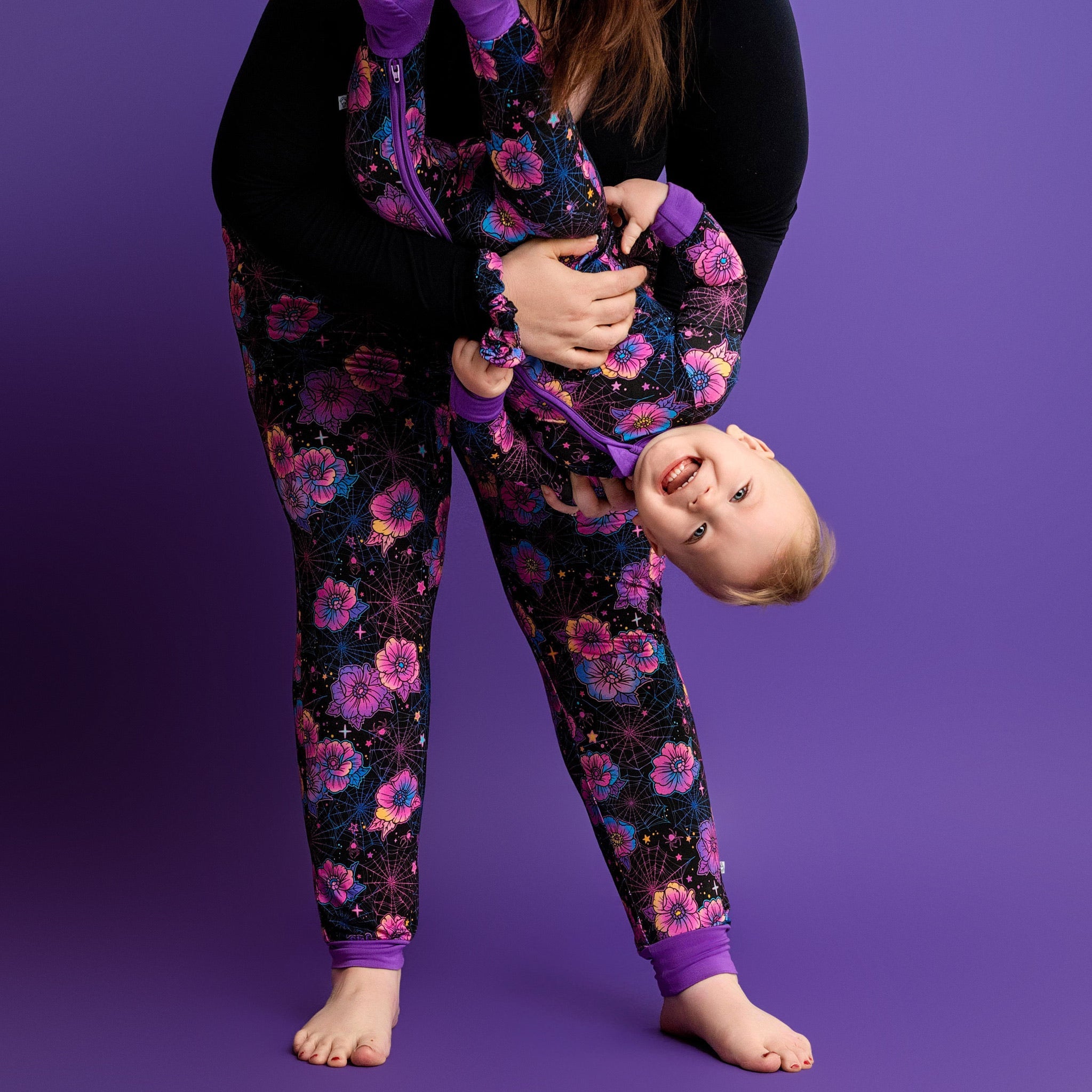 Halloween | Violet Webs | Convertible Bamboo Zipper Baby Pajamas