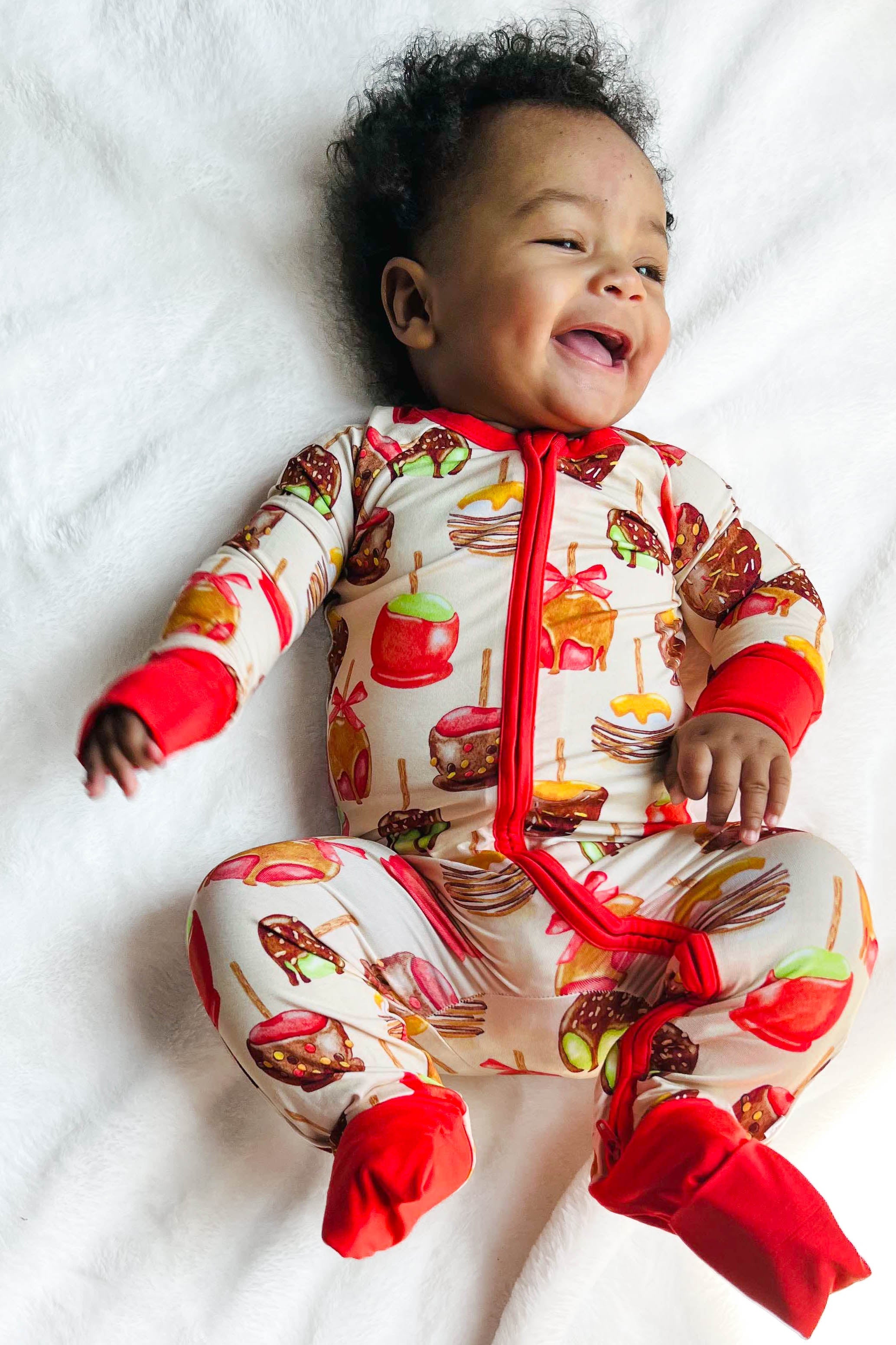 Candy Apples | Convertible Bamboo Zipper Baby Pajamas