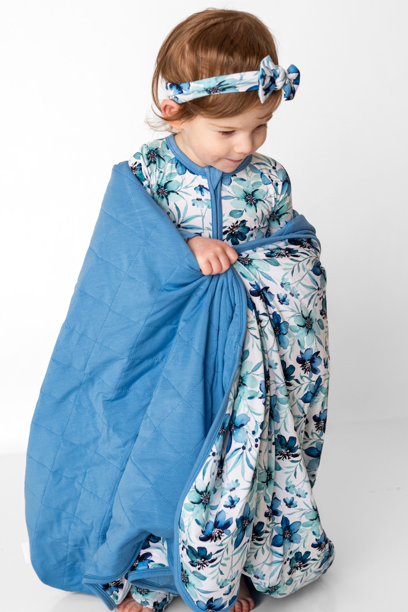 Azure Petals | Quilted Bamboo Toddler Blanket