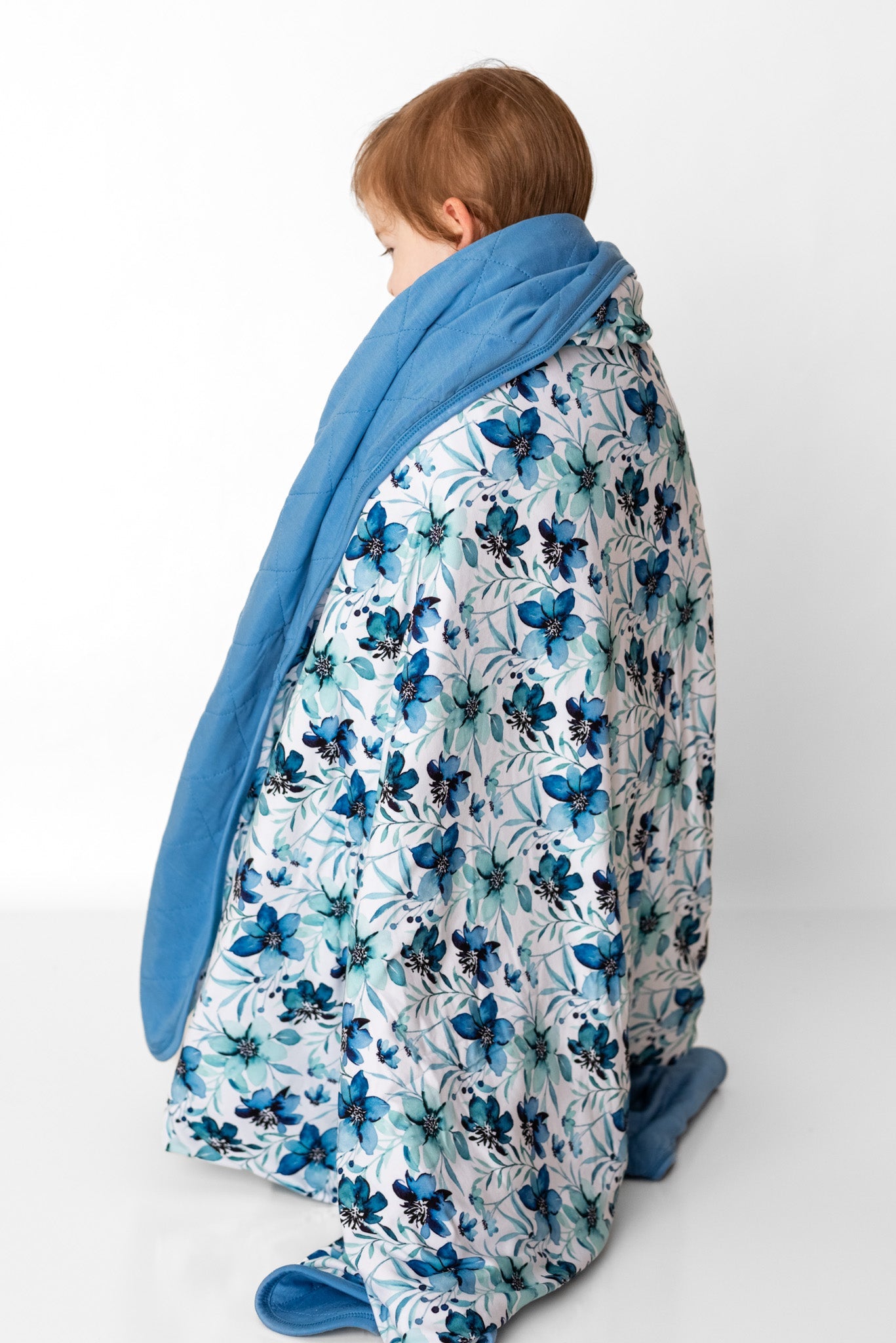 Azure Petals | Quilted Bamboo Toddler Blanket