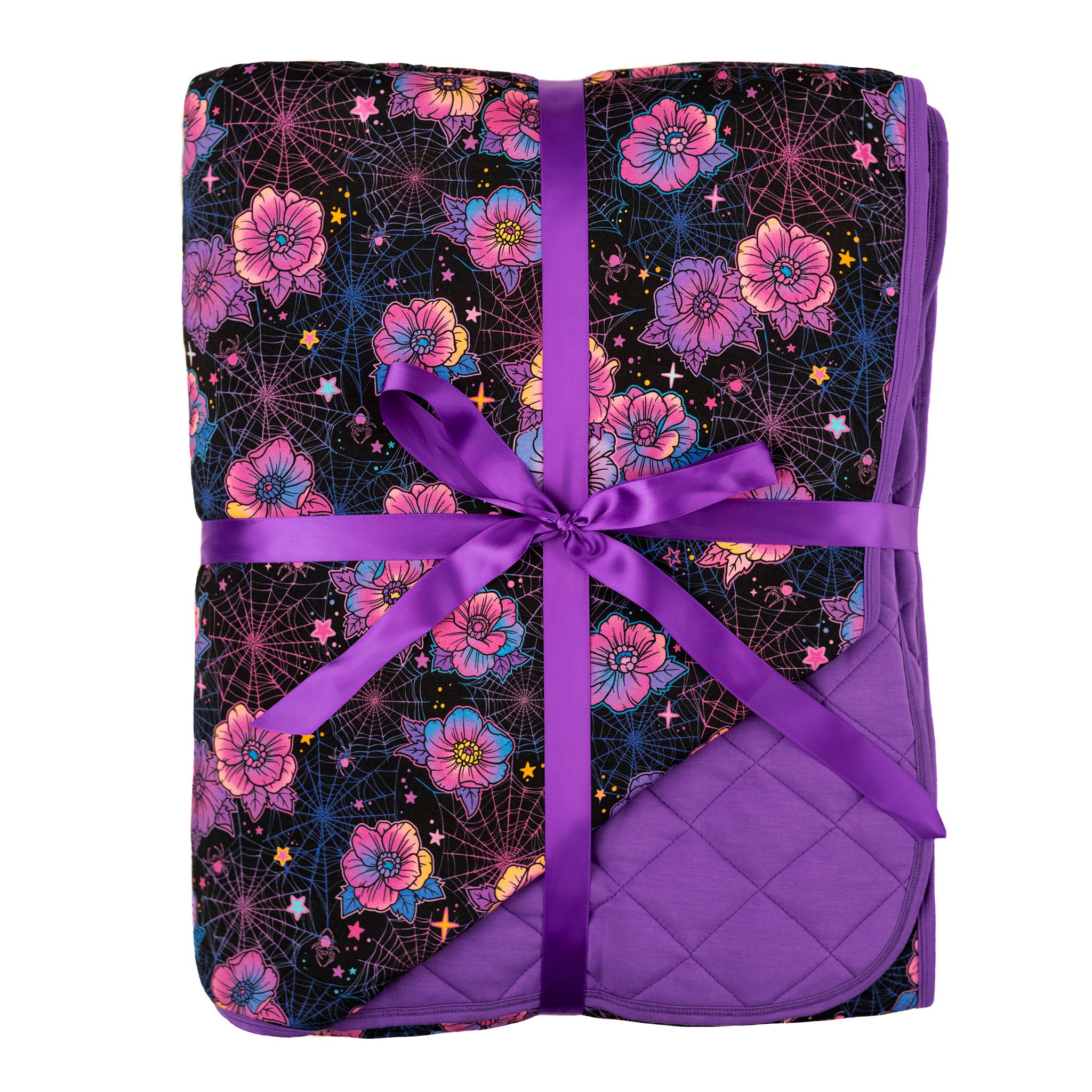 Halloween | Violet Webs | Quilted Bamboo Adult Blanket