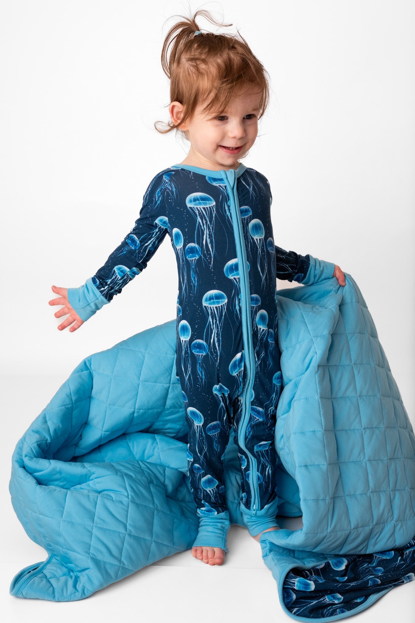 Blue Jellies | Quilted Bamboo Toddler Blanket