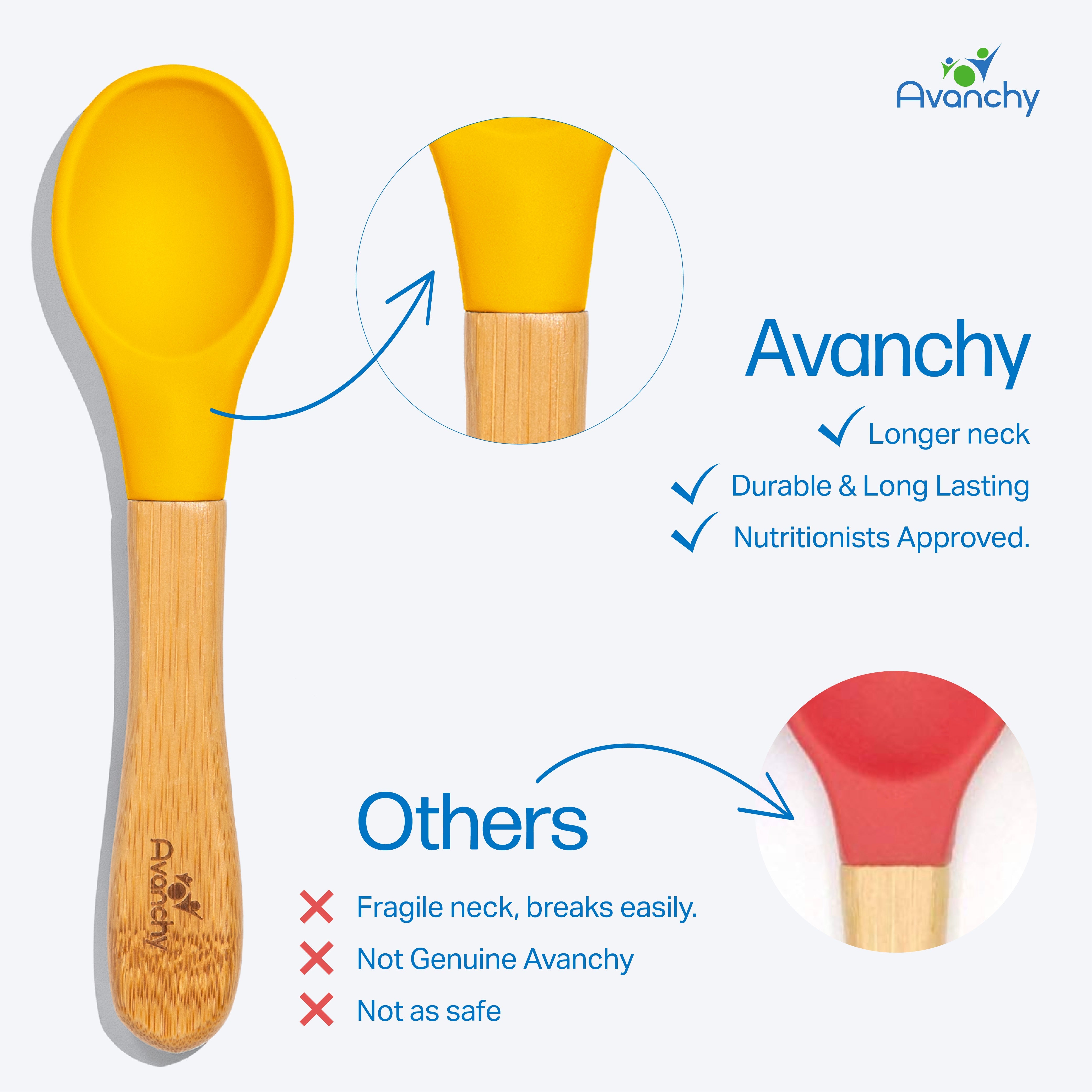 Avanchy Single Bamboo Baby Spoons (Older Babies)