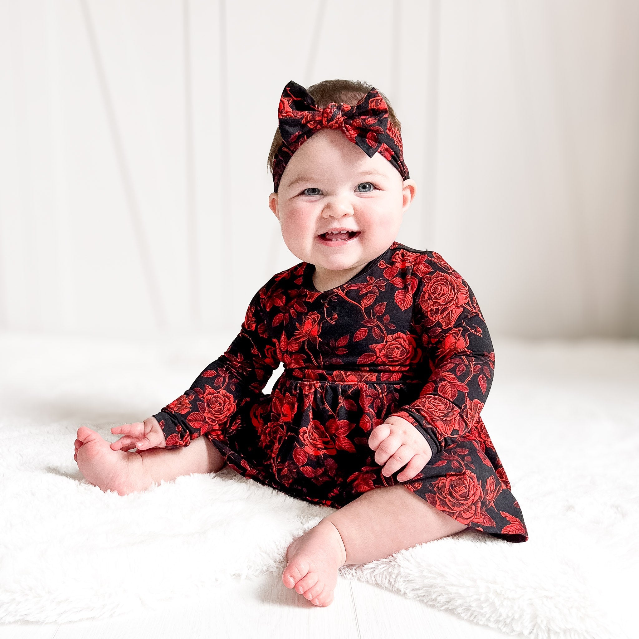 Midnight Roses | Bamboo Baby Bodysuit Dress